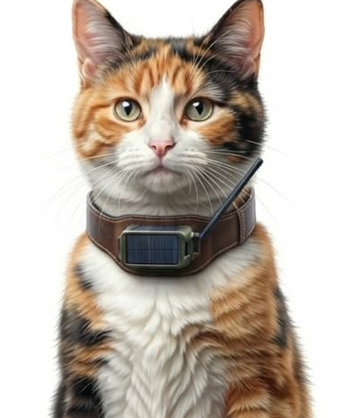 Close-up of the collar node on the cat