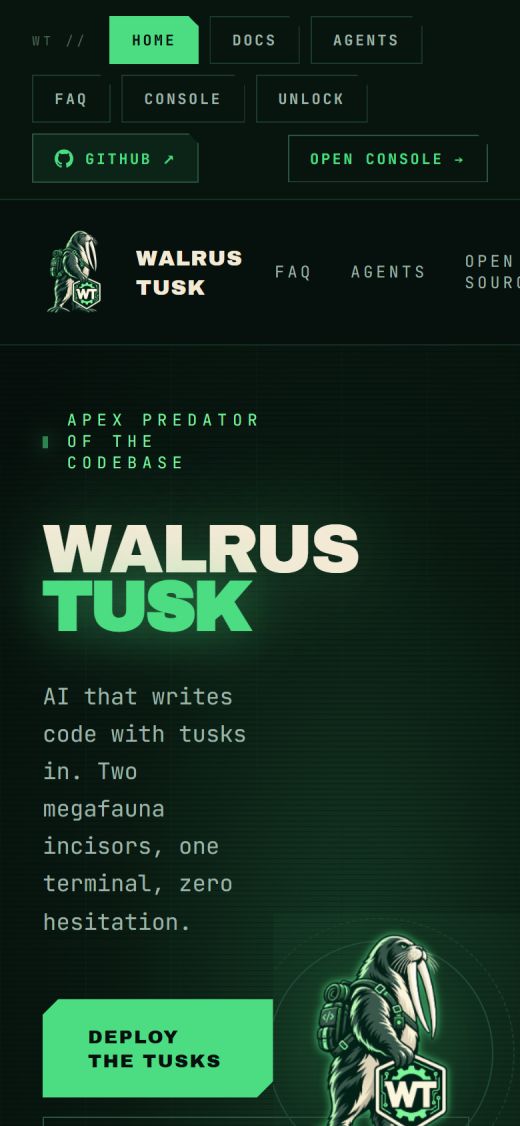 Walrus Tusk website on a phone